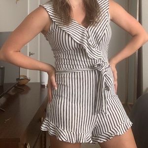 Black and White Striped Romper